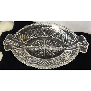 Relish Dish Stars and Bars By Anchor Hocking Pressed Glass Vintage 2 Sections